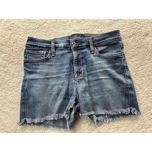 Lucky Brand Shorts Womens 28 Blue Brooke Flare Candiani Denim Raw Hem Distressed